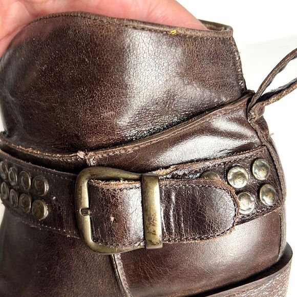 Five Worlds Cordani Serene Studded Cowboy Booties Brown Leather Side Zip 7 1/2 - Picture 8 of 16